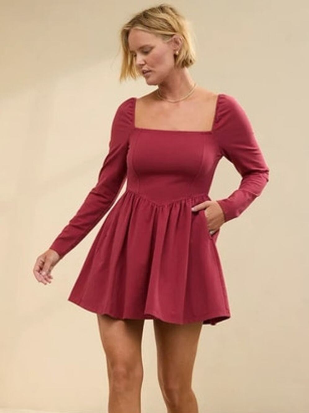 NWT Aerie Burgundy Casual Fit & Flare Mini Dress Size XL